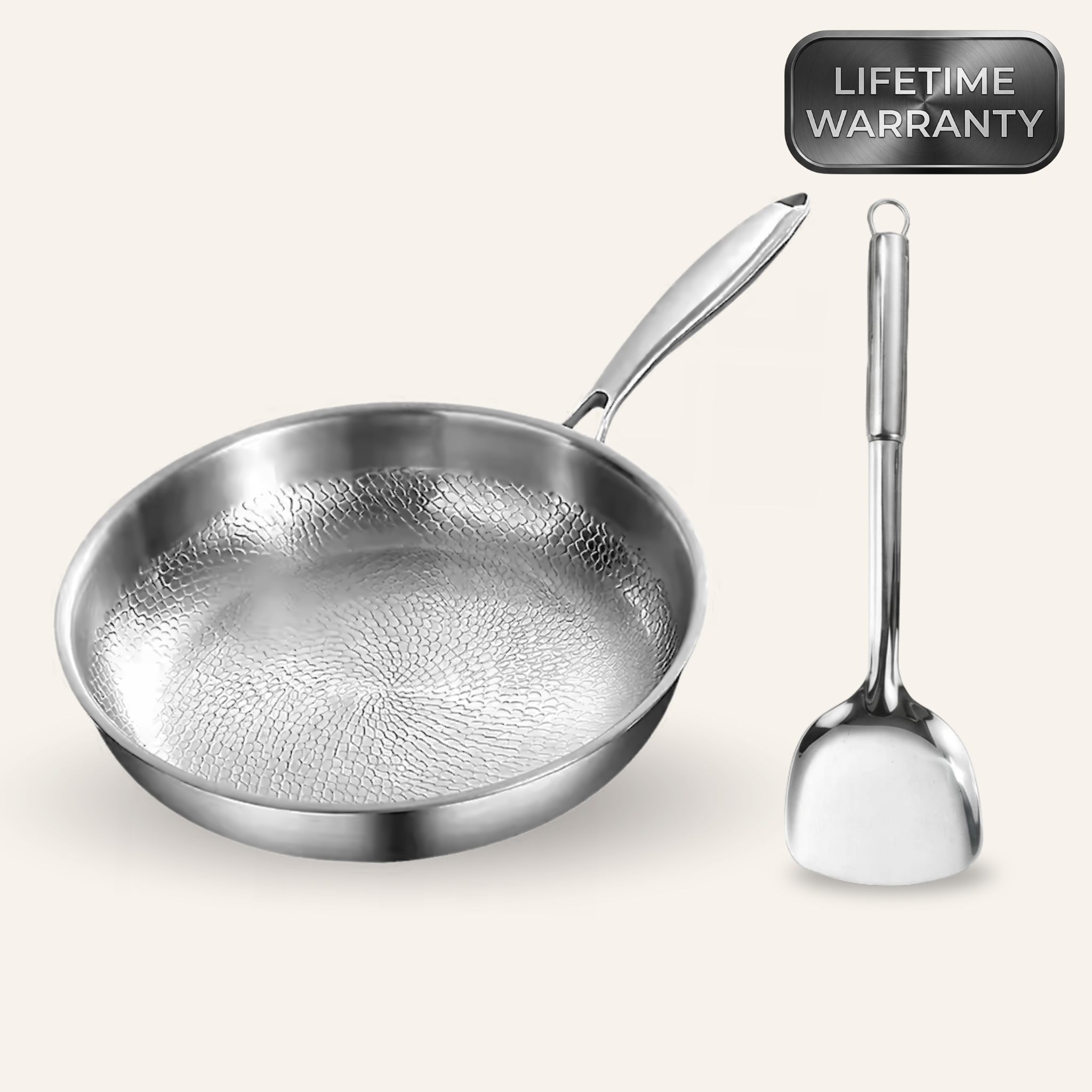 Cooper Titanium Hammered Pan + Spatula Bundle